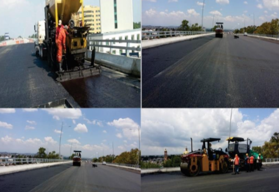 Colocación de asfaltos en la troncal del libramiento elevado puebla