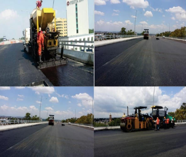 Colocación de asfaltos en la troncal del libramiento elevado puebla
